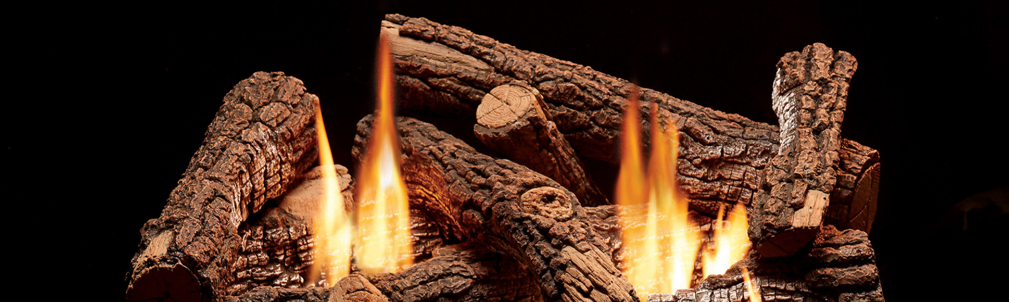 Log set in a electric fireplace