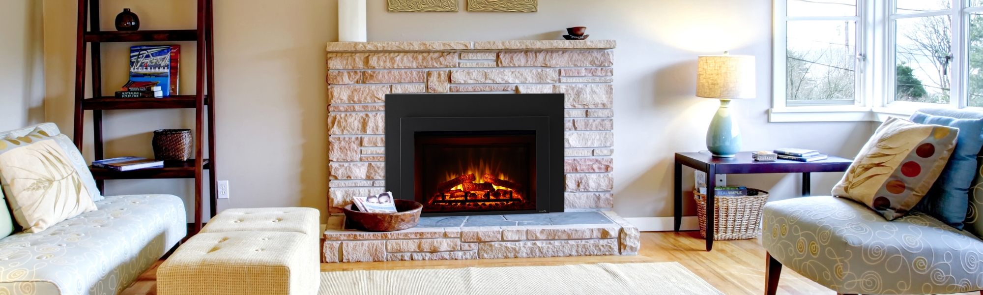 gas burning fireplace in a living room